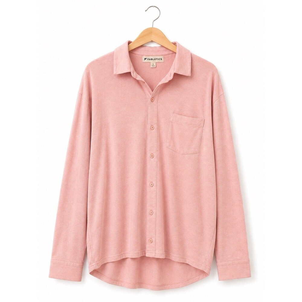 Fabletics Men’s Blush Pink Long Sleeve Button Down Shirt Small